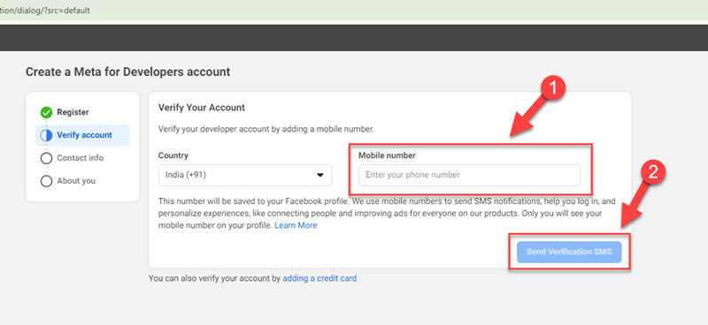 facebook-developer-account-mobile-number-verify
